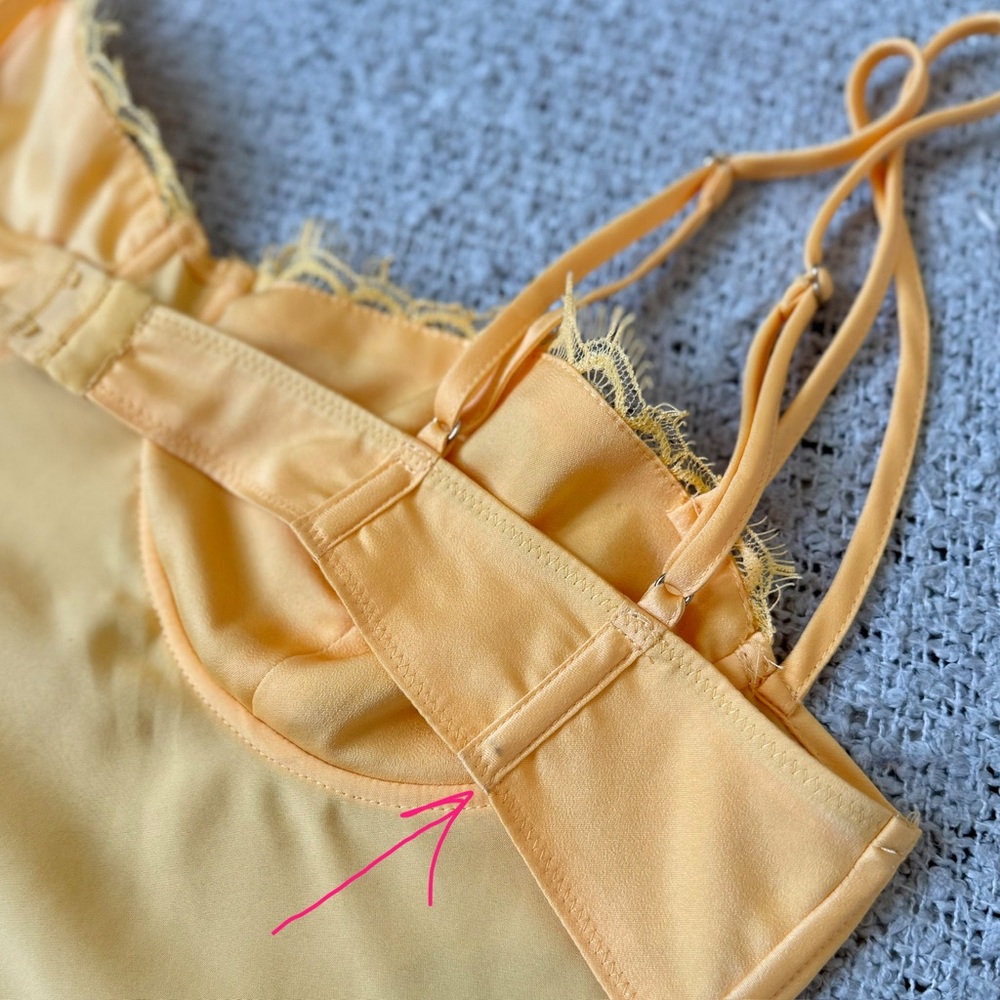 Meshki Satin Lace Slip Mini Dress Joslyn Lemon Yellow size L - Picture 8 of 11